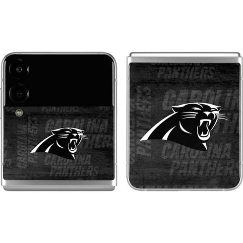 NFL Carolina Panthers Black & White Galaxy Z Flip4 5G Skin